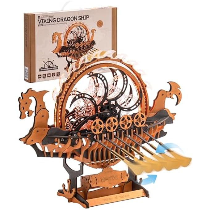 3D PUZZLE WOODEN SHIP WOODEN MODELS CONSTRUCTION KITS ADULTS, MODEL BOAT GIFTS FOR CHILDREN AND ADULTS, CREATIVE TOY AND HOME DECORATION, 229 PIECES, VIKING DRAGON SHIP, LK802 - Image 1